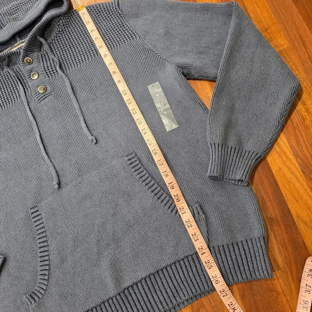 Sun + Stone Men's Hooded Sweater Mixed Knit Front Pocket NWOT Size Large